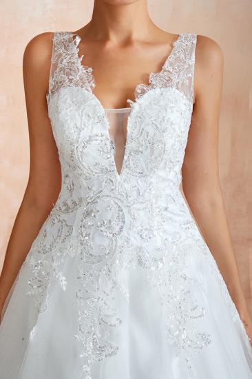 Carly | Sexy Pluging V-neck Ball Gown Wedding Dress with Chapel Train, Affordable Bridal Gowns with see-through Lace Back_4