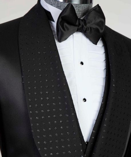 Black Two-Piece Shawl Lapel Custom Wedding Dress_3