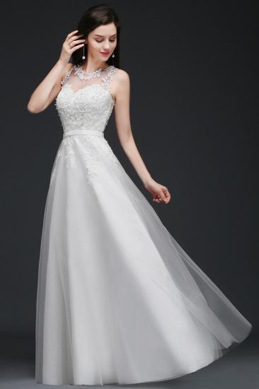 AMARI | A-Line Jewel Floor Length Tulle Wedding Dresses with Lace_6