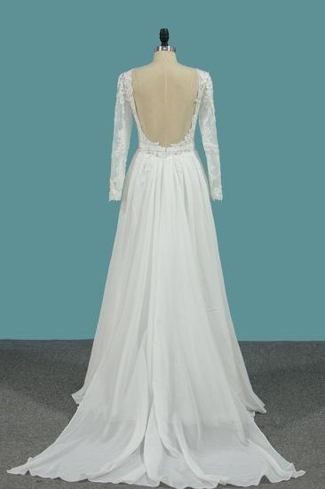 Bradyonlinewholesale Elegant Jewel Long Sleeves Wedding Dress Chiffon Tulle Lace Ruffles Bridal Gowns Online_2