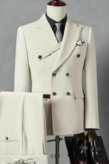 Phillips Off White Peaked Lapel Double Breasted Prom Suits_1