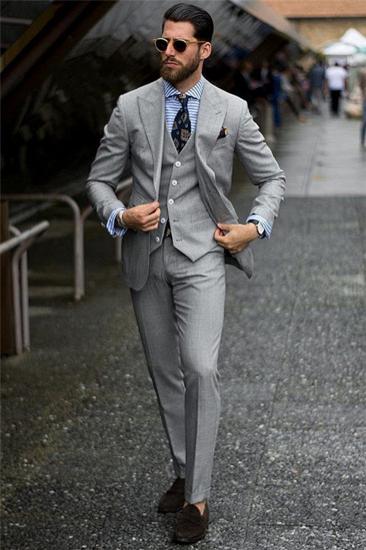 Custom Formal Mens Suits | Regular Grey Three-Piece Business Suit_1