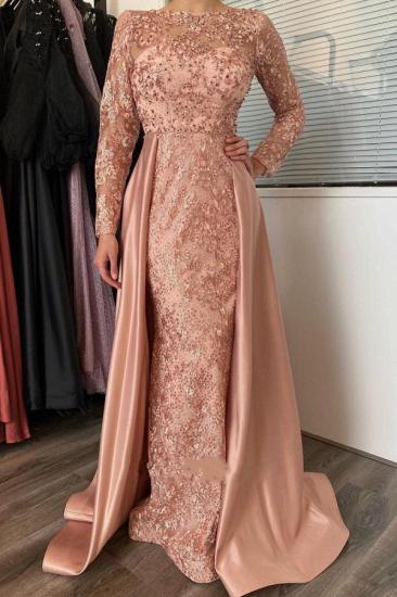 Chic Long Sleeves Mermaid Evening Gown with Detachable Train_1
