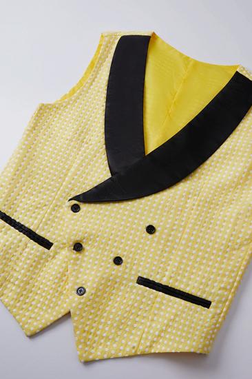 Travis Yellow Dot Shawl Lapel Wedding Groom Suits for Sale_3