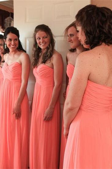 Chiffon Sweetheart Cheap Long Bridesmaid Dresses Simple Floor Length Plus Size Wedding Dress Under 100