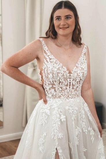 Boho Wedding Dresses V Neck Wedding Dress A Line Lace_5