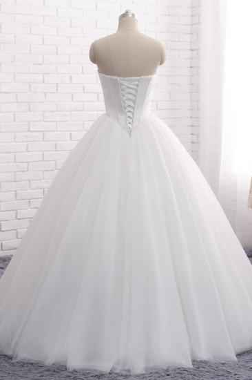 Bradyonlinewholesale Chic Ball Gown Strapless White Tulle Wedding Dress Sleeveless Bridal Gowns On Sale_2