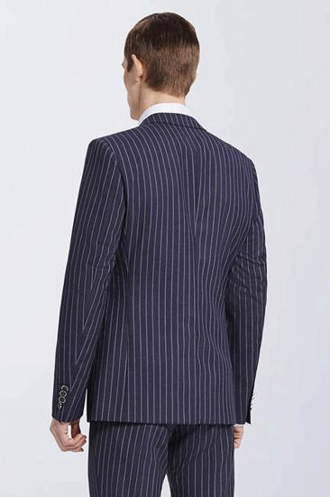 Modern Striped Navy Prom Suit | Mens Narrow Notched Lapel Casual Suit_3
