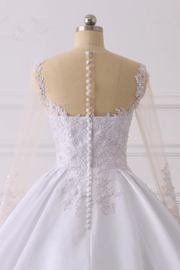 Bradyonlinewholesale Glamorous Ball Gown Jewel Satin Tulle Wedding Dress Long Sleeves Ruffles Lace Bridal Gowns Online_6