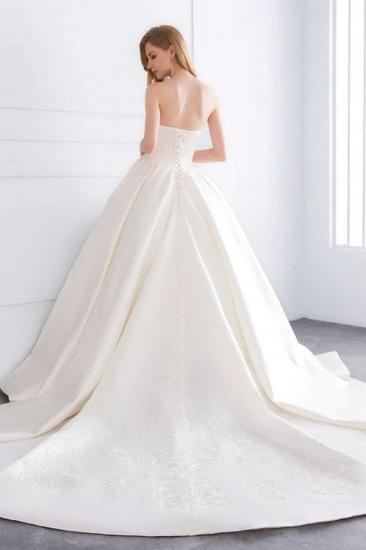 Sweetheart Strapless Lace Ball Gown Wedding Dresses | Open Back Pleated Bridal Gowns_2
