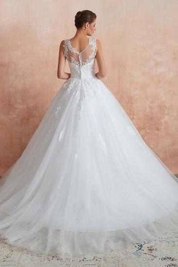 Affordable Sweetheart Sleeveless White Lace Wedding Dress_4