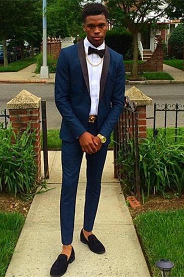 Navy Blue Stylish Two Piece Men Suits for Prom_2