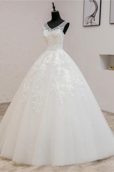 Bradyonlinewholesale Glamorous Sweetheart Tulle Lace Wedding Dress Ball Gown Sleeveless Appliques Ball Gowns On Sale_4