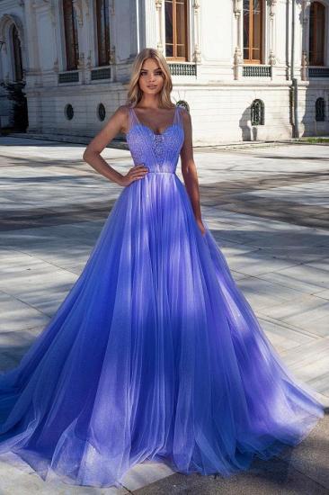 Shinny Crystals Sweetheart Sleeveless Tulle Evening Gown_1