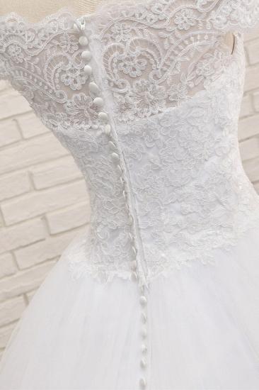 Bradyonlinewholesale Modest Bateau Tulle Ruffles Wedding Dresses With Appliques A-line White Lace Bridal Gowns On Sale_5