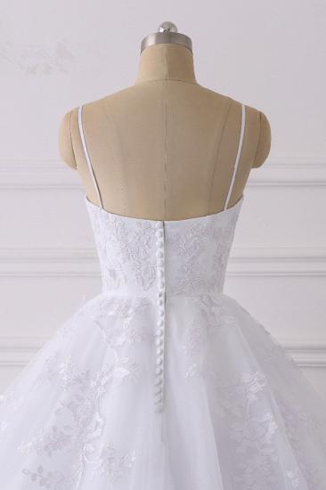 Bradyonlinewholesale Glamorous Spaghetti Straps V-Neck Tulle Wedding Dress Ball Gown Ruffles Appliques Bridal Gowns Online_5