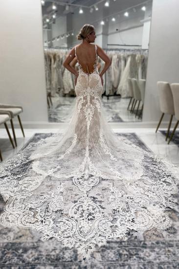Modern Wedding Dresses Mermaid Lace Wedding Dresses Backless Cheap_2