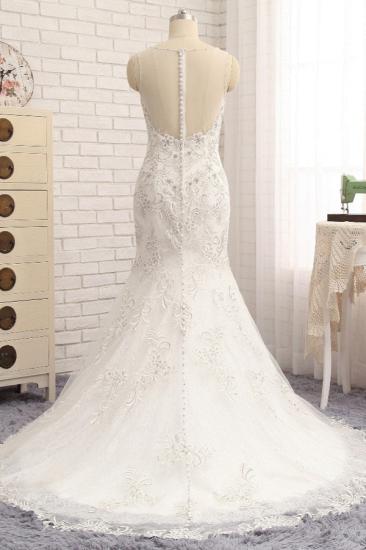 Bradyonlinewholesale Elegant White Sleeveless Jewel Wedding Dresses With Appliques Mermaid Lace Bridal Gowns Online_2