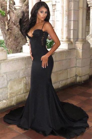 Sexy Black Backless Evening Dress | Mermaid Long Train Sleeveless Prom Dress Cheap_1