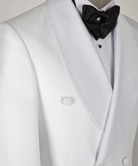 White Two-Piece Cape Lapel Double Breasted Chic Prom Suit_2