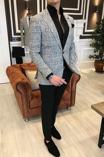 Pope One Button Gray Plaid Popular Men's Formal Business Suit_2