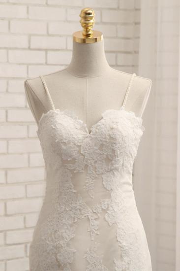 Bradyonlinewholesale Sexy Spaghetti Straps Mermaid Wedding Dresses Sleeveless Lace Bridal Gowns With Appliques Online_4