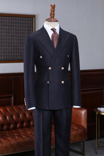 Aaron Navy Pointed Lapel Double-Breasted Suit_2