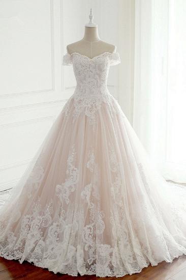 Bradyonlinewholesale Elegant Off-the-Shoulder Tulle Lace Wedding Dress Sweetheart Appliques Sleeveless Bridal Gowns On Sale