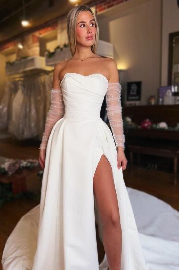 Simple Wedding Dresses A Line Satin Wedding Dresses Cheap Online_3