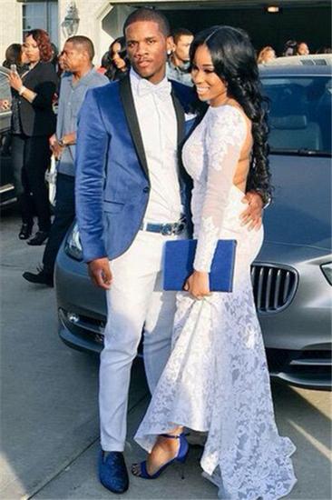 Blue Velvet Prom Suit | One Button Slim Fit Mens Suit