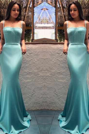 Spaghetti Straps Sexy Mint Evening Dresses Cheap | Sleeveless Mermaid Long Formal Prom Dress_3