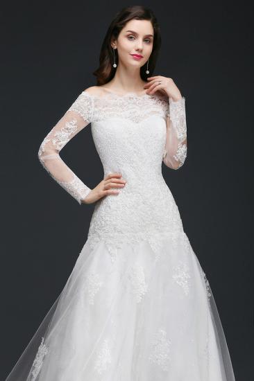ADELYNN | A-line Sweep-train Ivory Wedding Dress with Lace_4