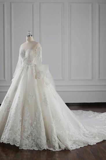 Bradyonlinewholesale Gorgeous Jewel Lace Tulle Wedding Dress Long Sleeves Beadings Bridal Gowns On Sale_3