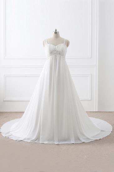 Elegant A-Line Chiffon Wedding Dresses Straps Appliques Lace-Up Bridal Gowns_6