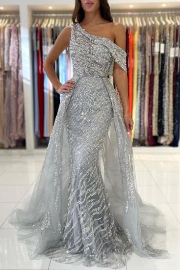 Silver Evening Dresses Long Glitter | Lace prom dresses_1