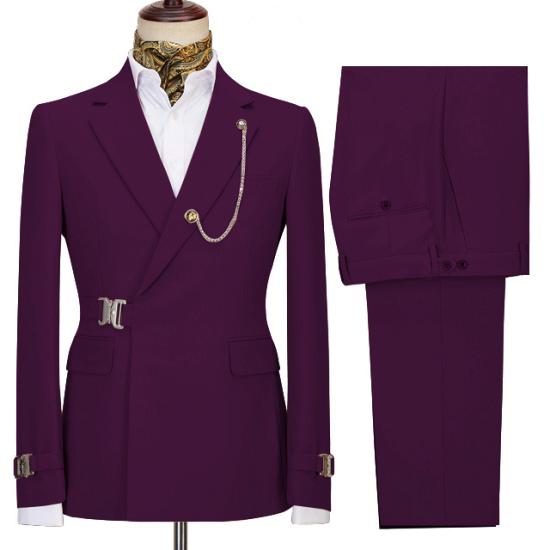 Zachary Dark Purple Chic Notched Lapel Mens Business Suit_2