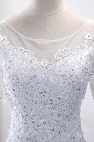 Bradyonlinewholesale Glamorous Jewel Tulle Lace Wedding Dress Mermaid Short Sleeves Beading Bridal Gowns Online_4