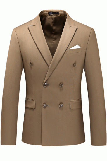 Latest Peak Lapel Double Breasted Coffee Mens Suits for Formal