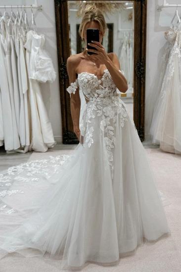 Beautiful Sweetheart Appliques Lace A-Line Wedding Dresses