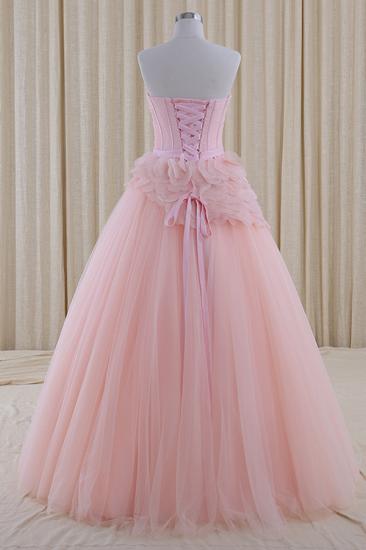 Pink Sexy Elegant Ball Gowns Lace-Up Charming Strapless Evening Dresses_2