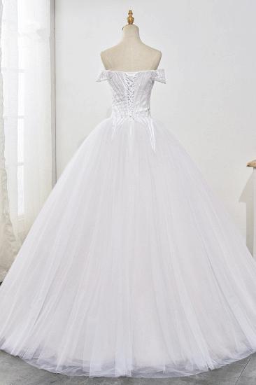 Bradyonlinewholesale Stunning Off-the-Shoulder Ball Gown White Tulle Wedding Dress Sweetheart Sleeveless Beadings Bridal Gowns Online_2