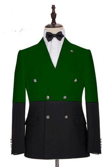 Marcos Dark Green and Black Custom Slim Fit Double Breasted Mens Suit_1