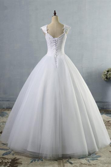 Bradyonlinewholesale Affordable Sweetheart Tulle Lace Wedding Dresses Cap-Sleeves Appliques Bridal Gowns Online_2