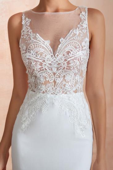 Beautiful Mermaid V-Neck White Lace Wedding Dress Affordable_5