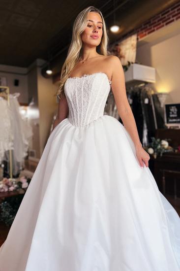 Vintage Wedding Dresses A Line Satin Simple Bridal Dress Cheap_2
