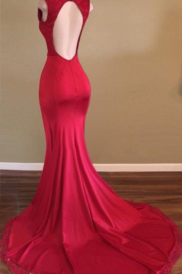 V-neck Red Backless Sleeveless Beads Front-Split Newest Prom Dress_3