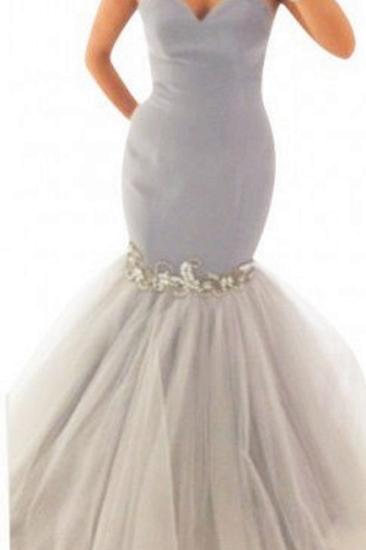 Sexy Mermaid Sweetheart Wedding Dresses Cheap Summer Crystals Bridal Dresses with Tulle Fishtail_3