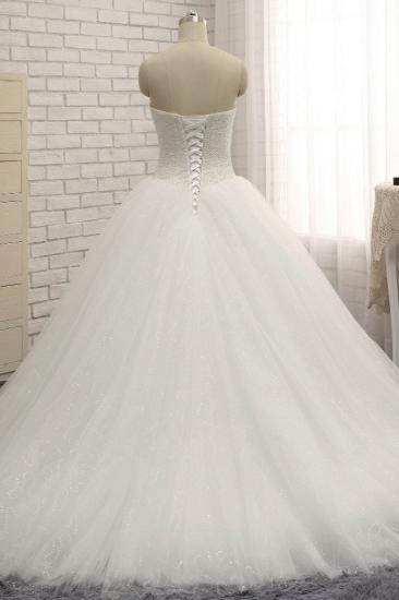 Bradyonlinewholesale Chic Sweetheart Pearls White Wedding Dresses A-line Tulle Ruffles Bridal Gowns Online_2