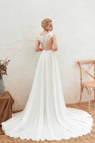 Sexy Jewel Appliques Long Ivory Affordable Wedding Dress with Front Slit_2