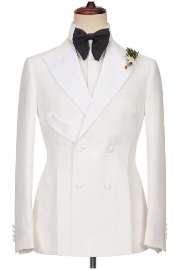 Alejandro Chic White Two-Piece Point Lapel Double Breasted Wedding Dress